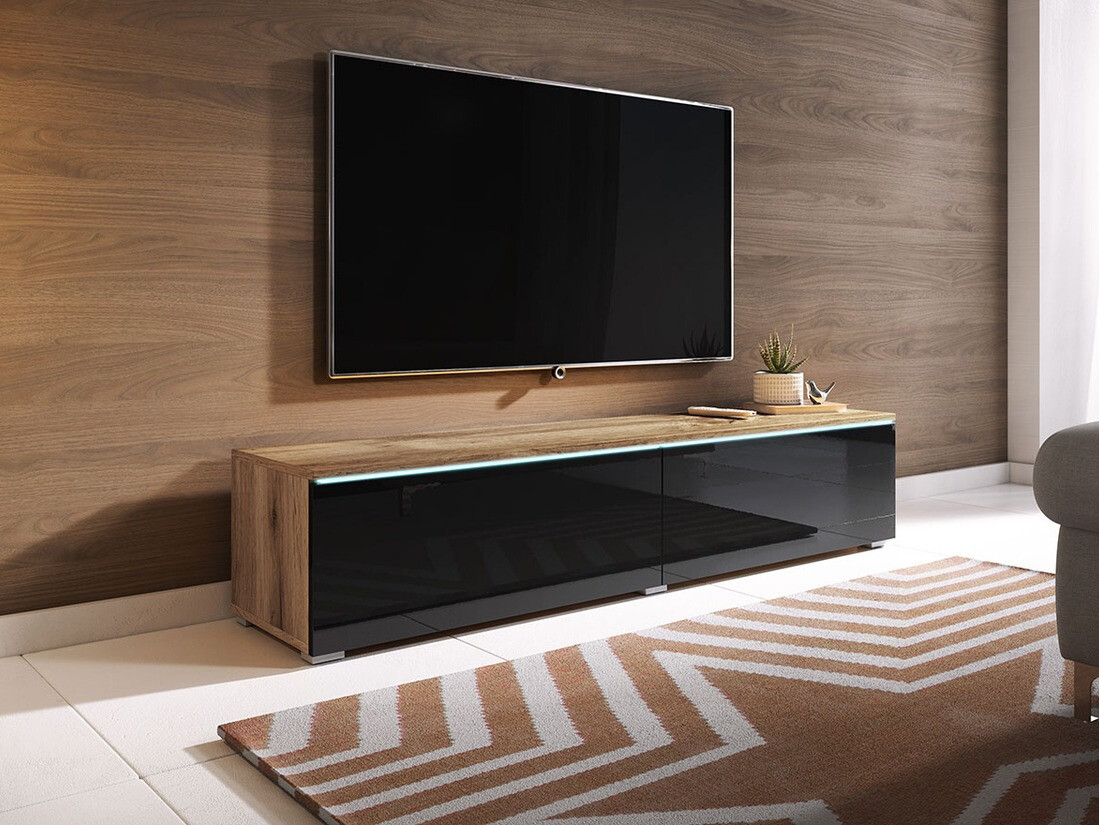 Mueble TV Scientia (Roble wotan + Negro brillante)