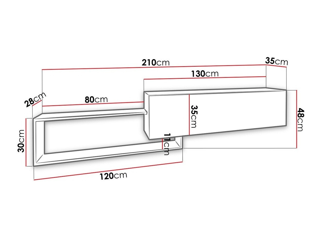 Mueble TV Utica 101 (Negro + Roble wotan)