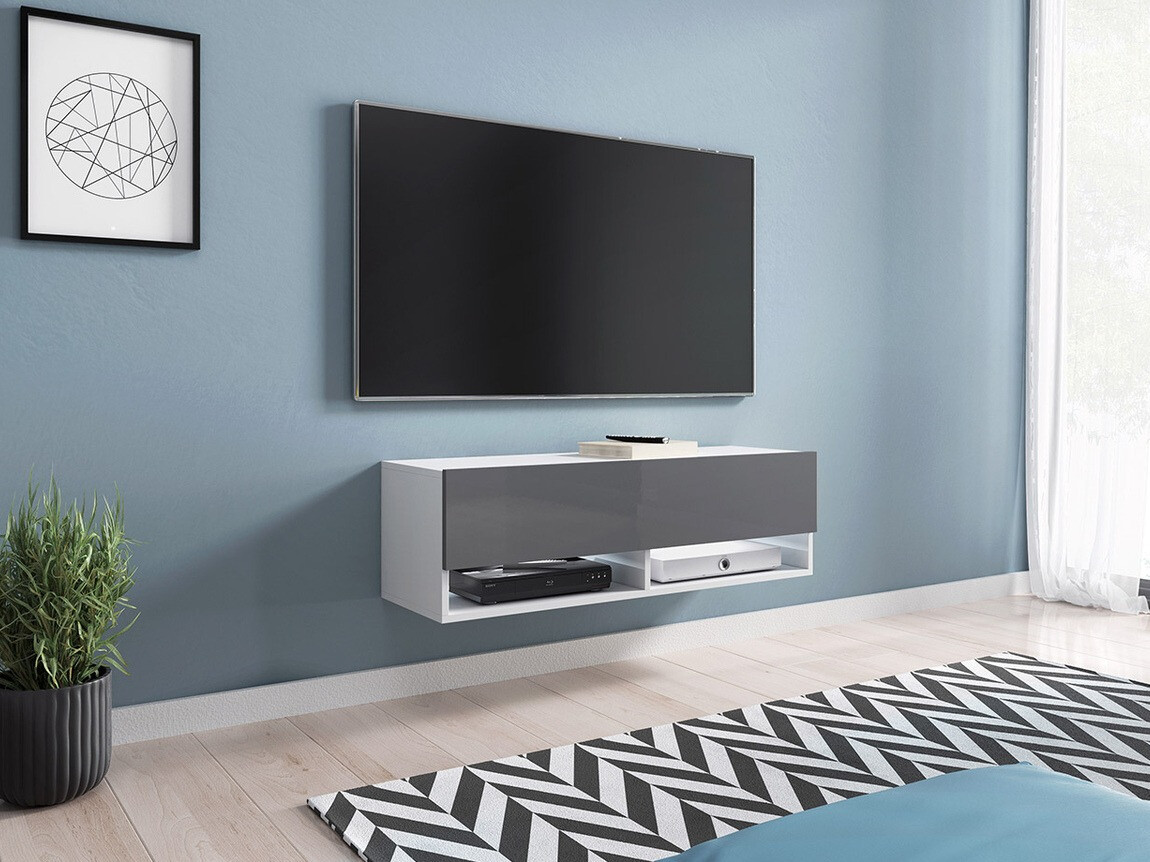 Mueble TV Sarasota 117 (Blanco + Gris brillante)