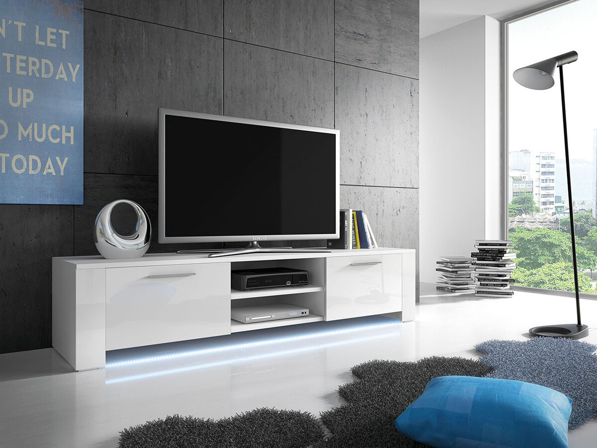Mueble TV Uva II (Blanco + Blanco brillante)