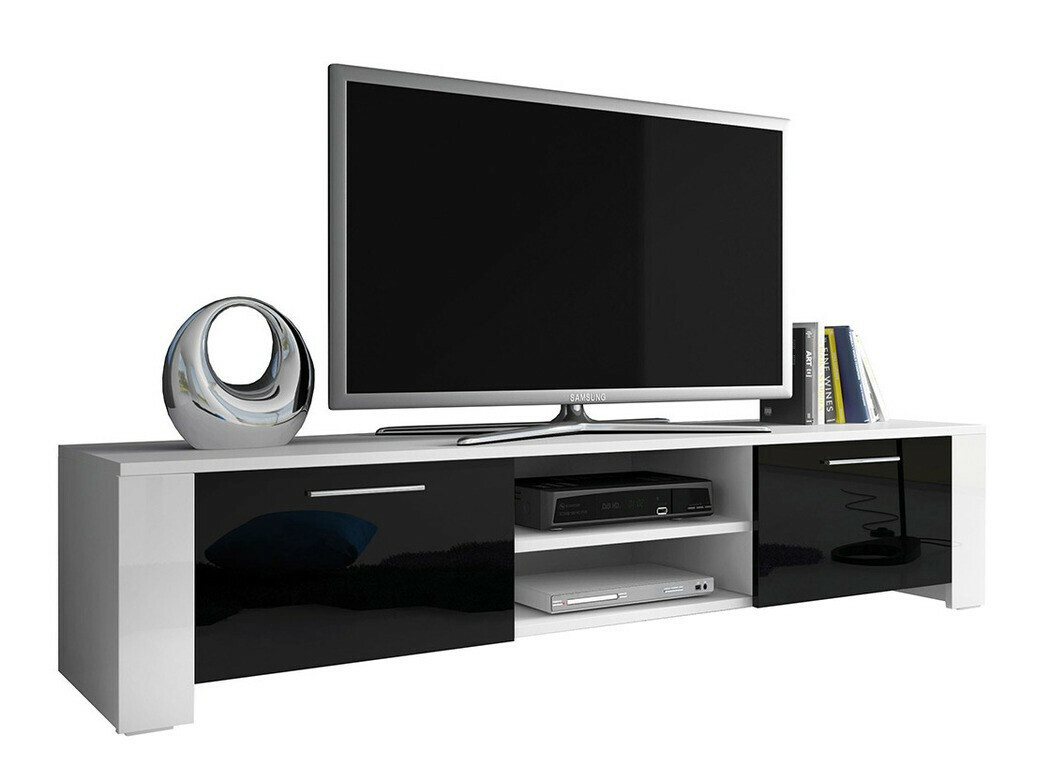 Mueble TV Uva II (Blanco + Negro brillante)