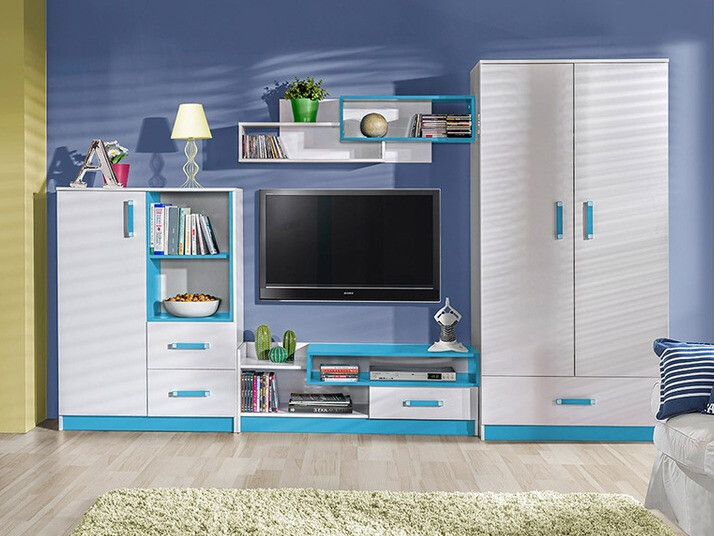 Mueble TV Lorlare 111 (Blanco + Turquesa)