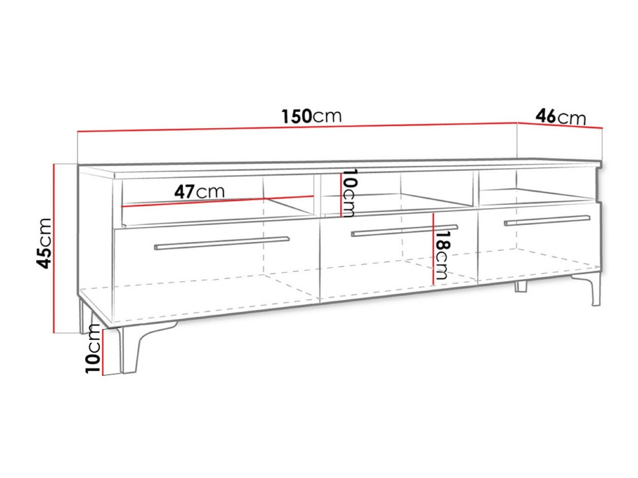 Mueble TV Nashville 117 (Blanco + Negro brillante)