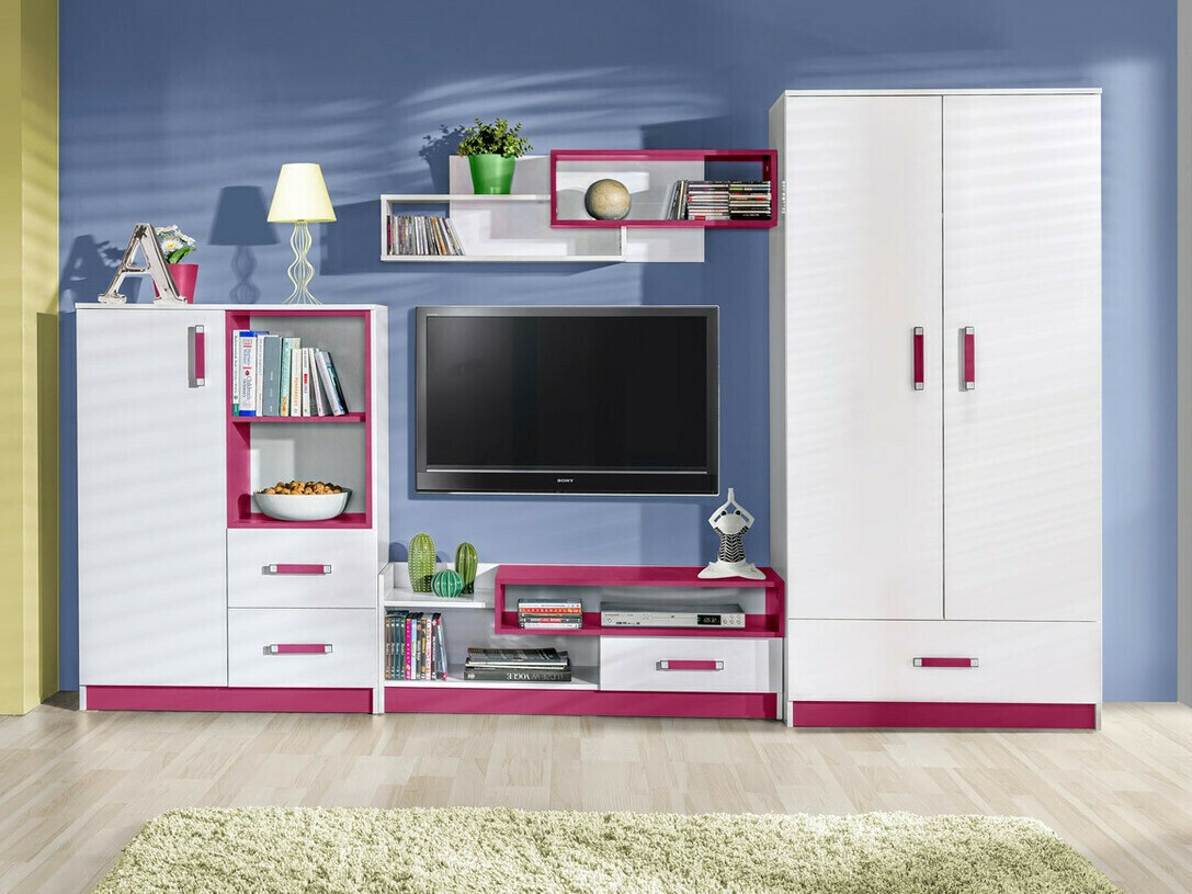 Cómoda Lorlare 105 (Blanco + Gris)