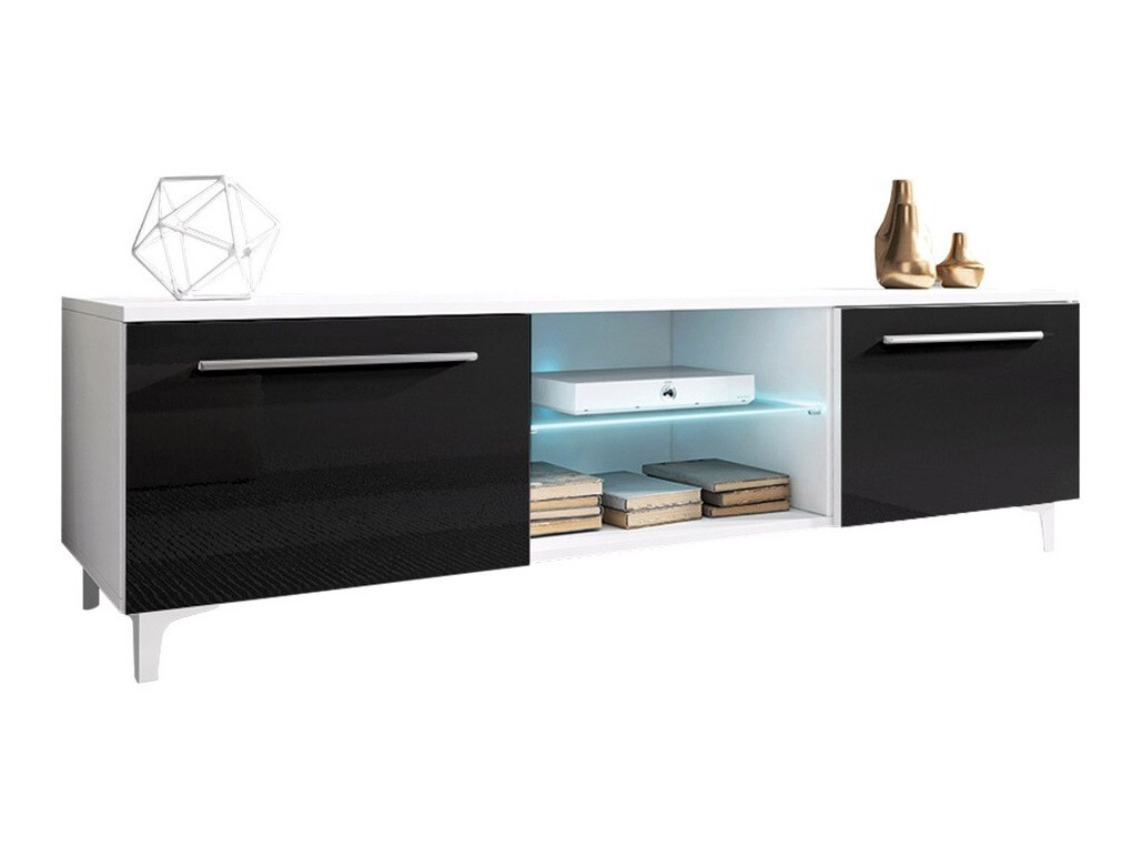 Mueble TV Nashville 120 (Blanco + Negro brillante)
