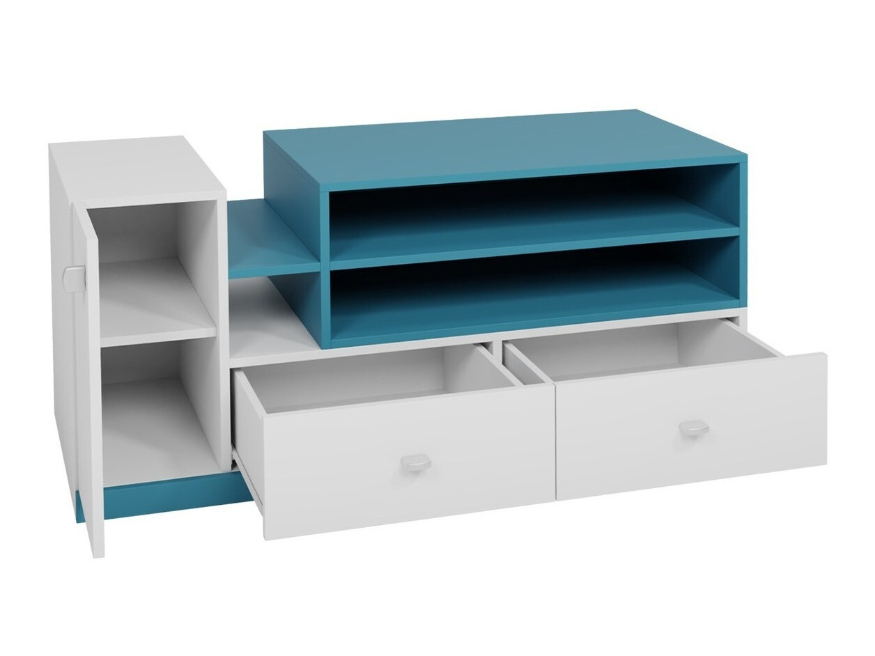 Mueble TV Omaha E111 (Blanco + Turquesa)