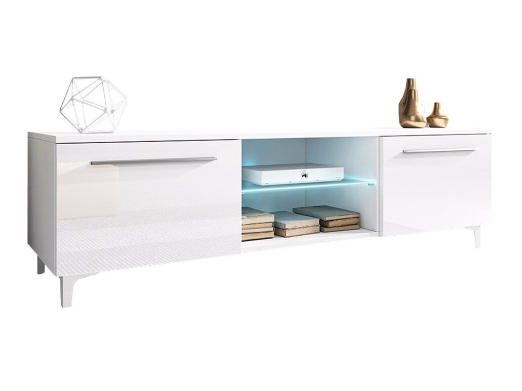 Mueble TV Uva V (Blanco + Blanco brillante)