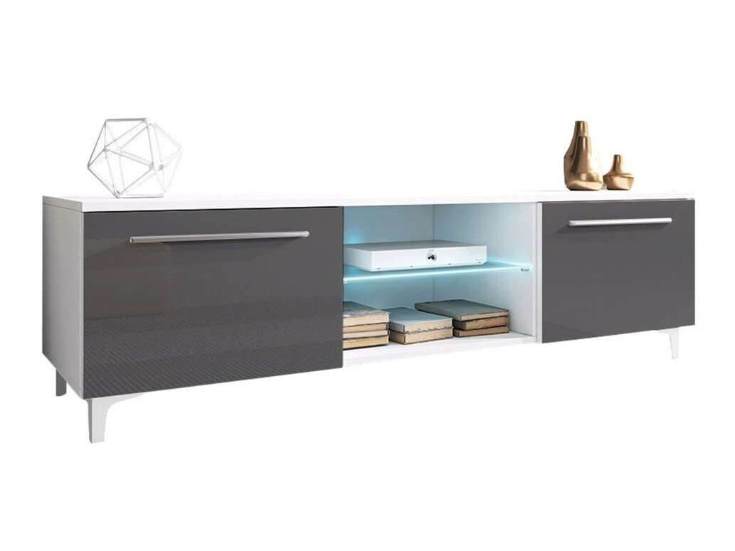 Mueble TV Uva V (Blanco + Gris brillante)