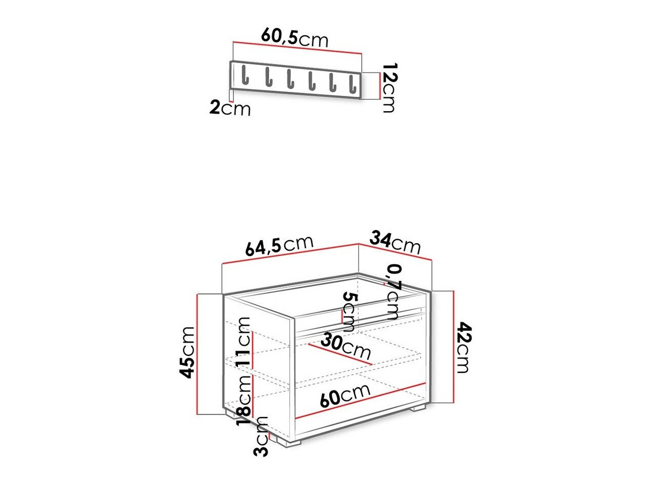 Conjunto para recibidor Comfivo Pinus IX (Blanco + Soft 017)