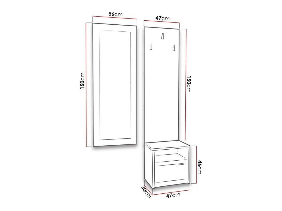 Conjunto para recibidor Fivelbo 118 (Roble del Monastery + Negro brillante)