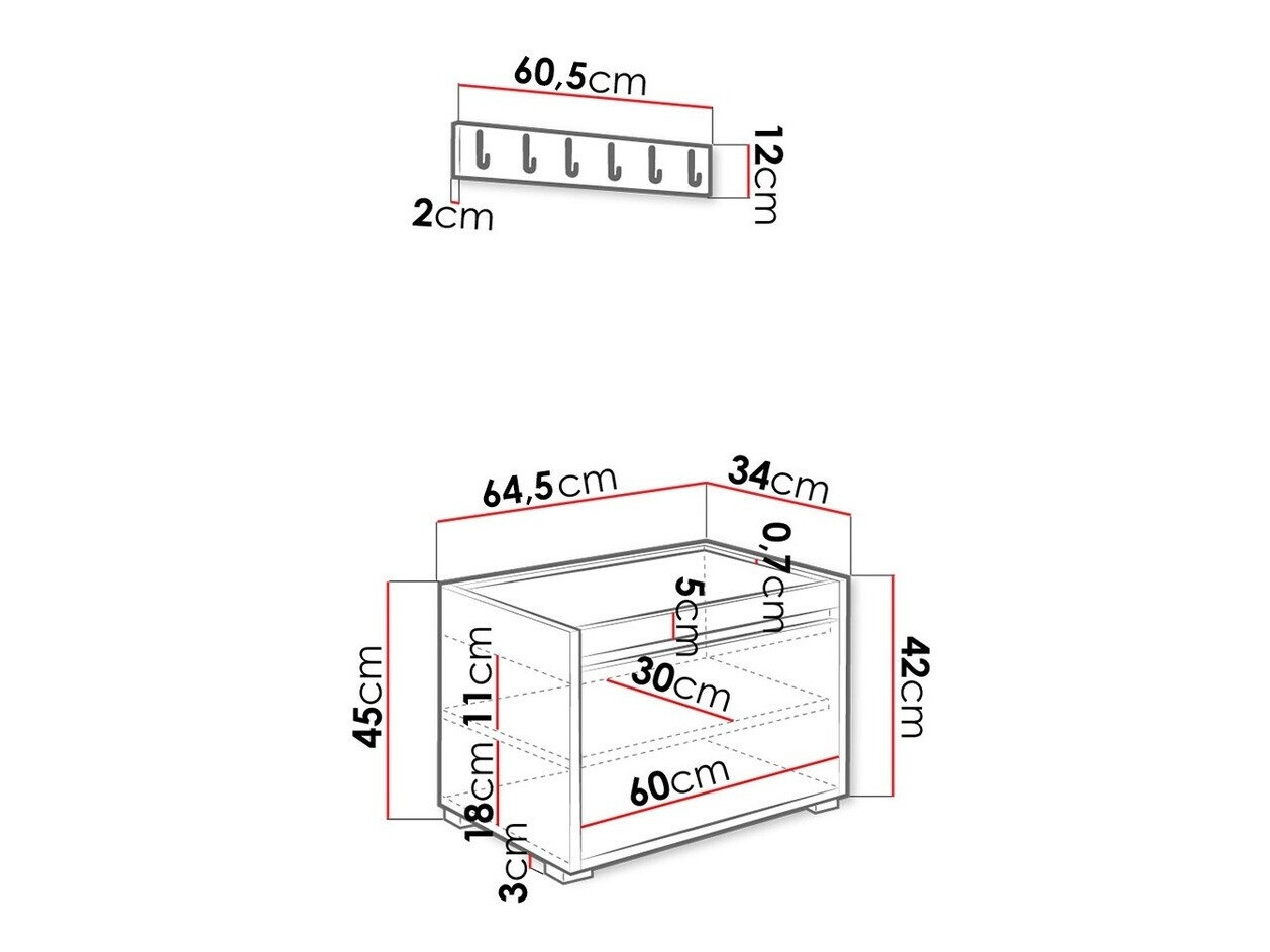 Conjunto para recibidor Comfivo Pinus V (Blanco + Soft 017)