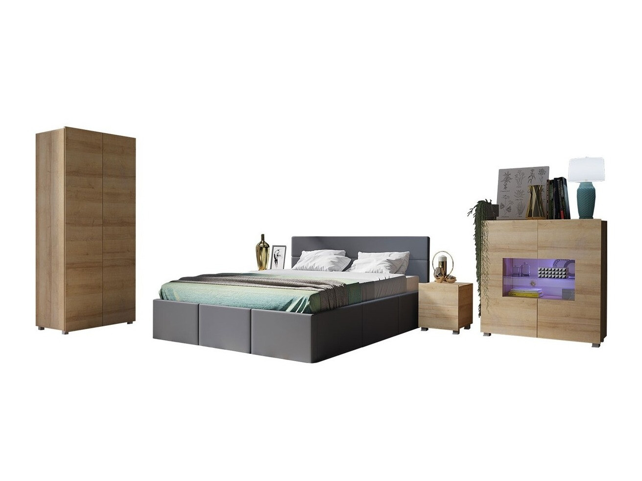 Conjunto de dormitorio Tivdalu 130 (Cuero ecológico Soft 020)