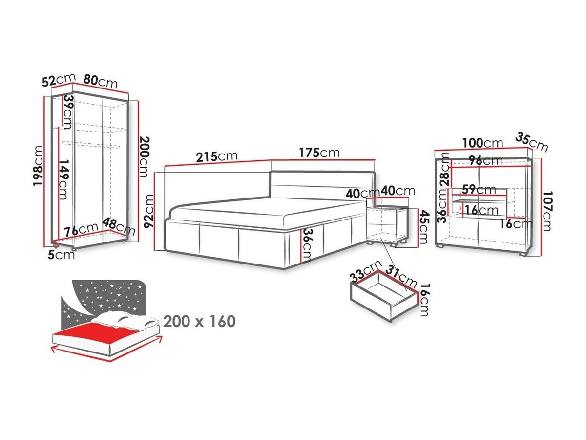 Conjunto de dormitorio Tivdalu 130 (Cuero ecológico Soft 020)
