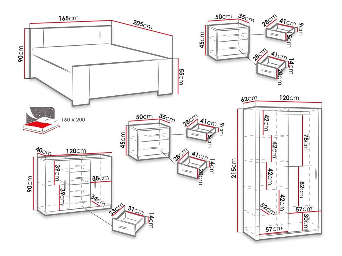 Conjunto de dormitorio Catromi 112 (Blanco + Soft Pik 011)