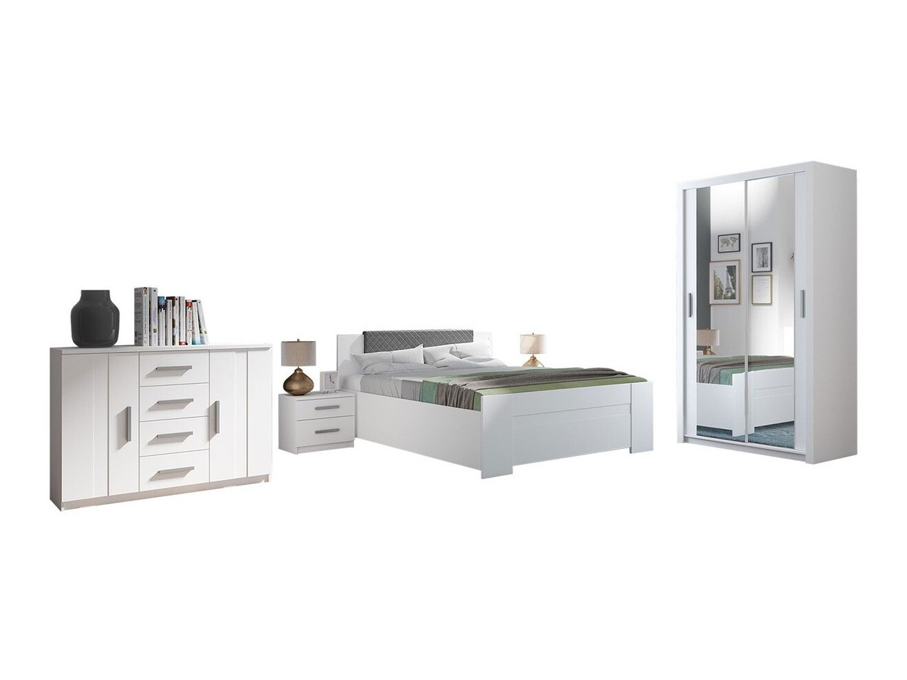 Conjunto de dormitorio Catromi 112 (Blanco + Soft Pik 029)