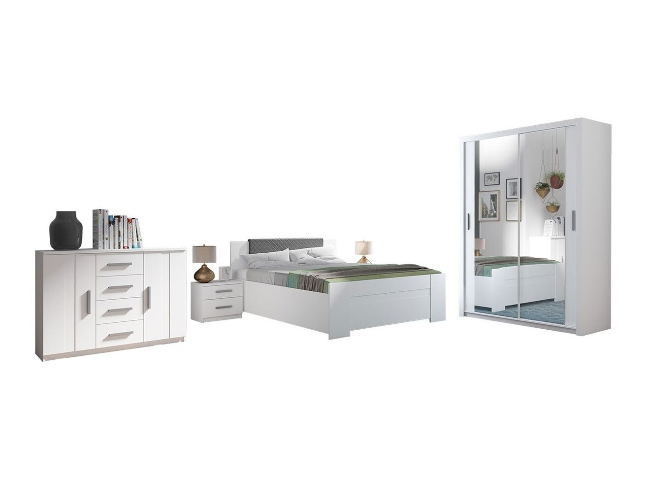 Conjunto de dormitorio Catromi 113 (Blanco + Soft Pik 029)