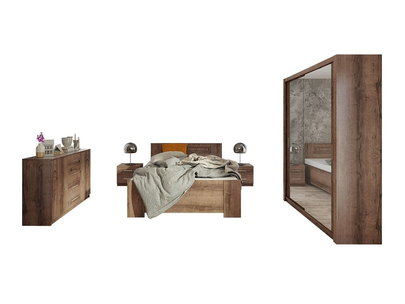 Conjunto de dormitorio Catromi 113 (Roble del Monastery)