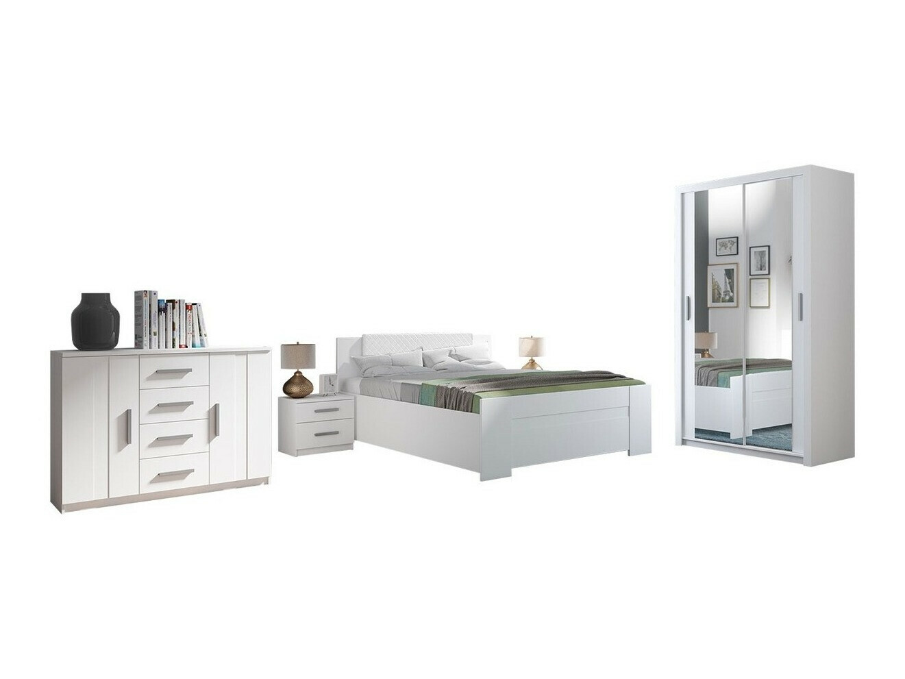Conjunto de dormitorio Catromi 112 (Blanco + Soft Pik 017)