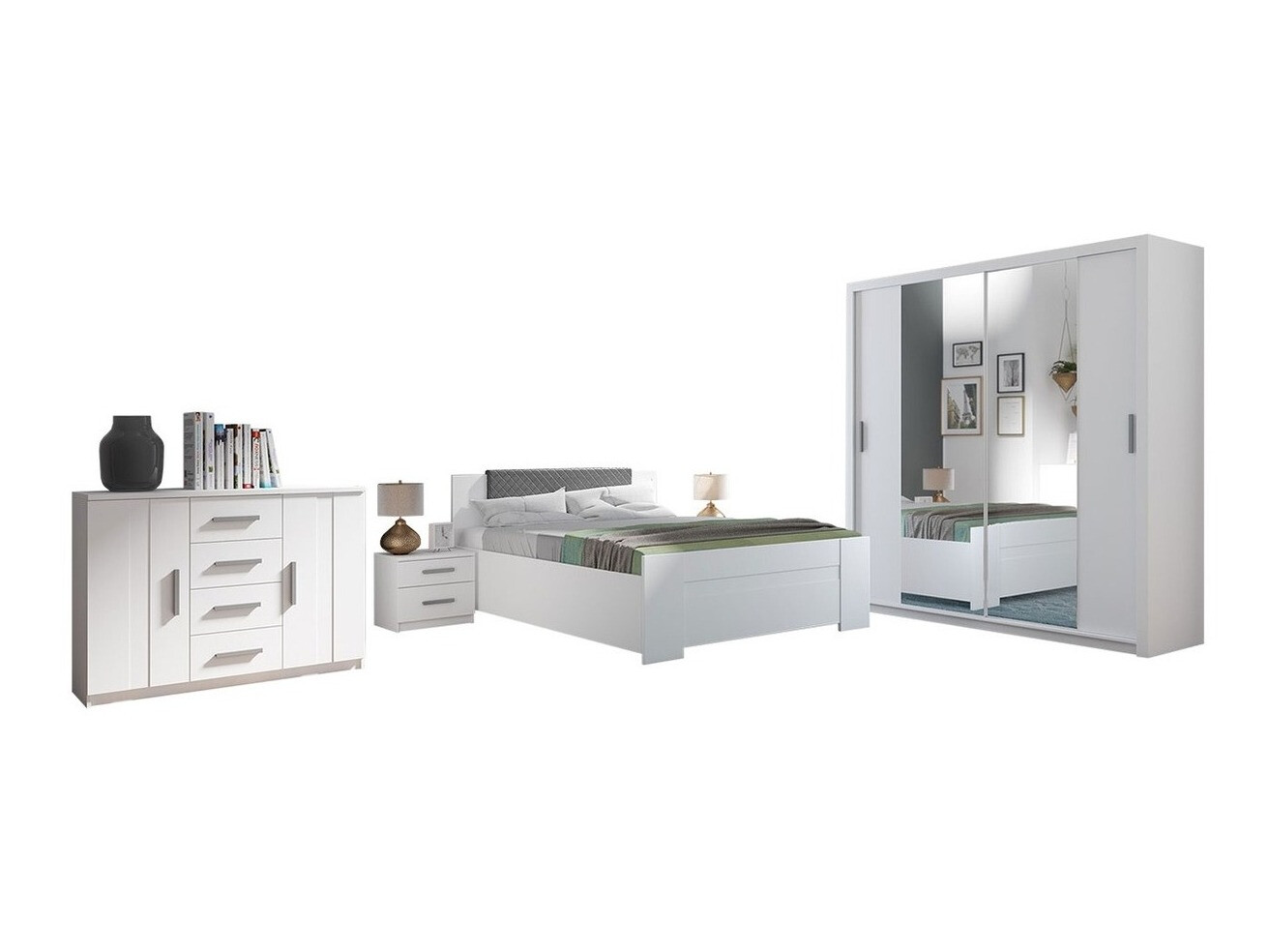 Conjunto de dormitorio Catromi 114 (Blanco + Soft Pik 029)