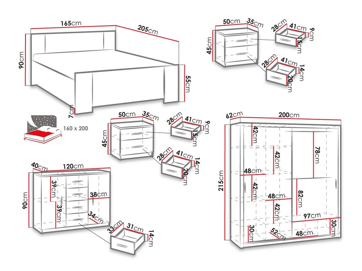 Conjunto de dormitorio Catromi 114 (Roble Artisan + Soft Pik 011)