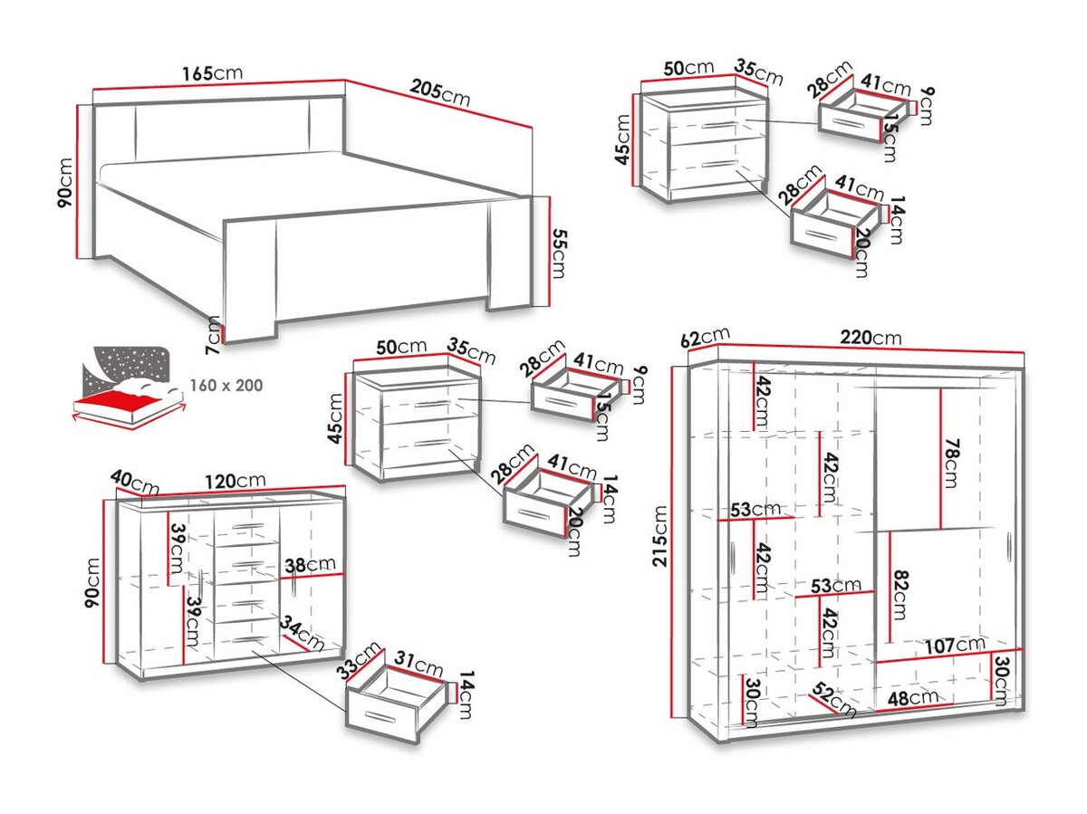 Conjunto de dormitorio Catromi 115 (Roble del Monastery)