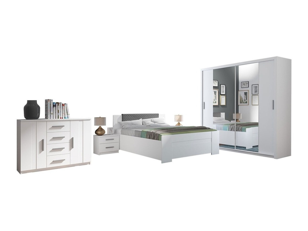 Conjunto de dormitorio Catromi 115 (Blanco + Soft Pik 029)