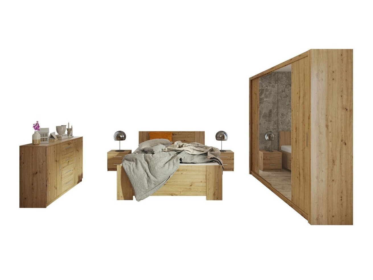Conjunto de dormitorio Catromi 115 (Roble Artisan)