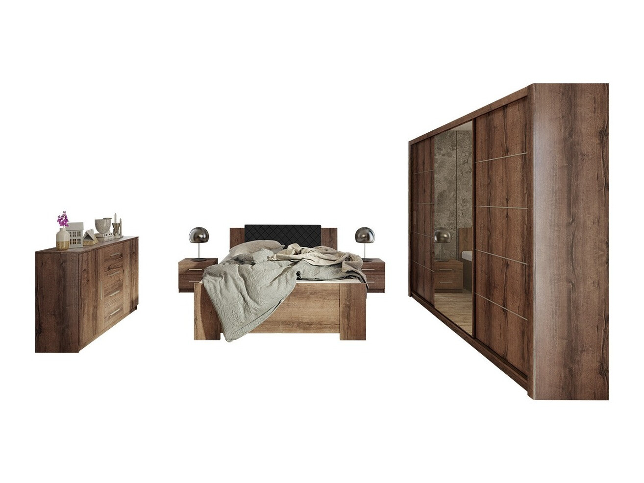 Conjunto de dormitorio Catromi 116 (Roble del Monastery + Soft Pik 011)