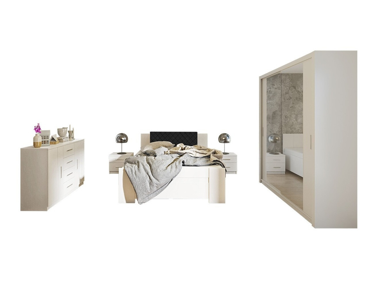 Conjunto de dormitorio Catromi 121 (Blanco + Soft Pik 011)