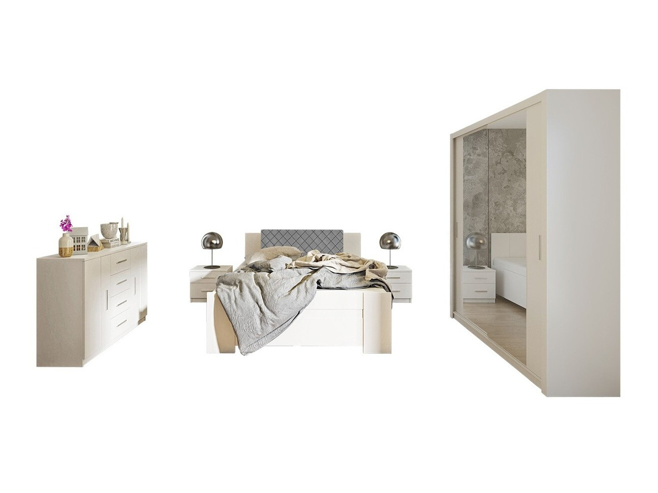 Conjunto de dormitorio Catromi 121 (Blanco + Soft Pik 029)