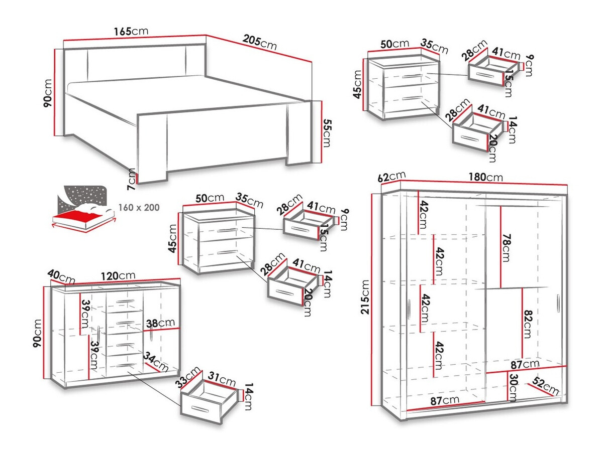 Conjunto de dormitorio Catromi 121 (Roble del Monastery + Soft Pik 029)