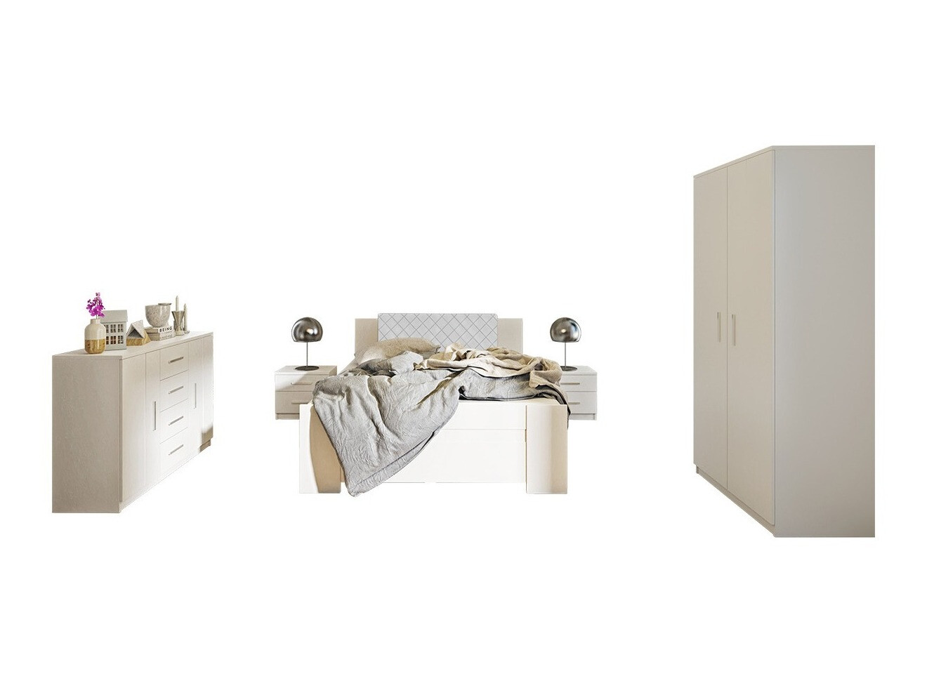 Conjunto de dormitorio Catromi 122 (Blanco + Soft Pik 017)