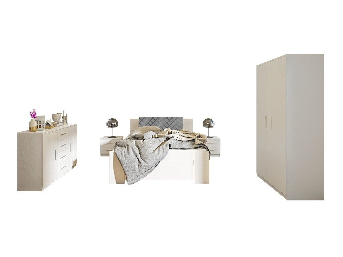 Conjunto de dormitorio Catromi 122 (Blanco + Soft Pik 029)