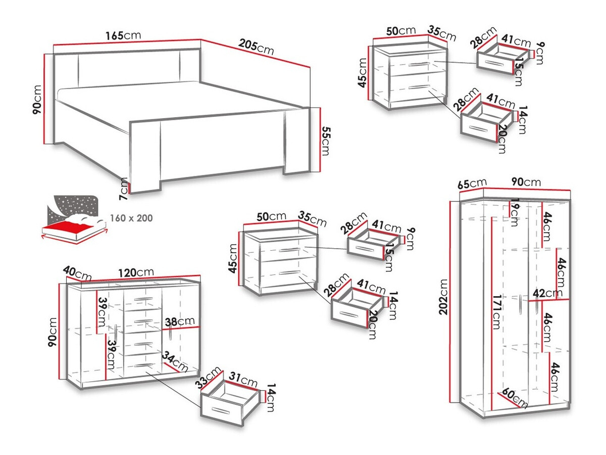 Conjunto de dormitorio Catromi 122 (Roble Artisan + Soft Pik 011)