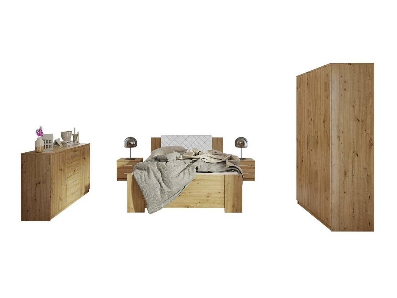 Conjunto de dormitorio Catromi 122 (Roble Artisan + Soft Pik 017)