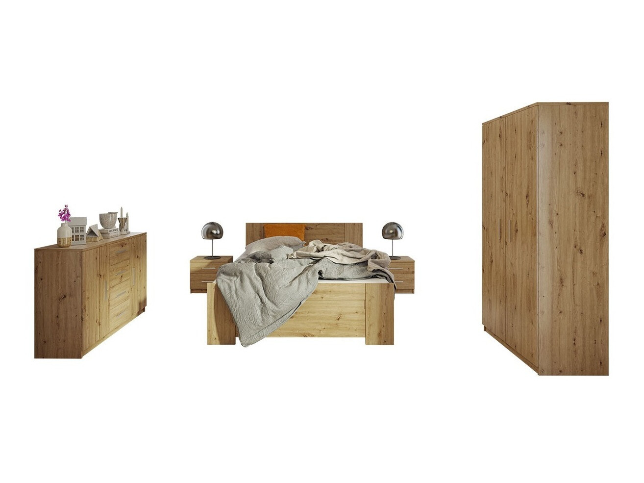 Conjunto de dormitorio Catromi 122 (Roble Artisan)