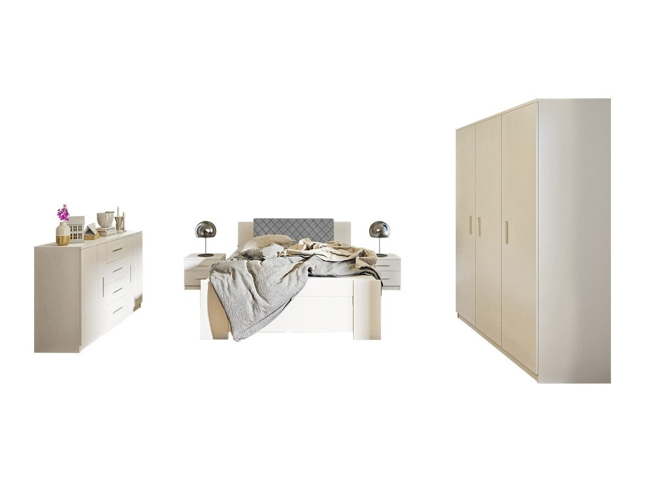 Conjunto de dormitorio Catromi 123 (Blanco + Soft Pik 029)