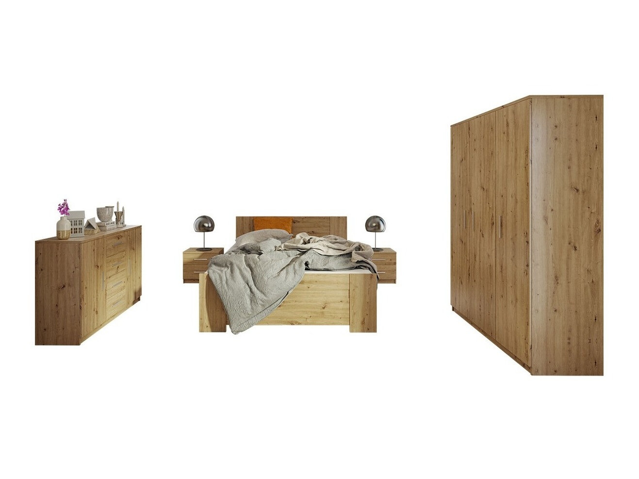 Conjunto de dormitorio Catromi 123 (Roble Artisan)