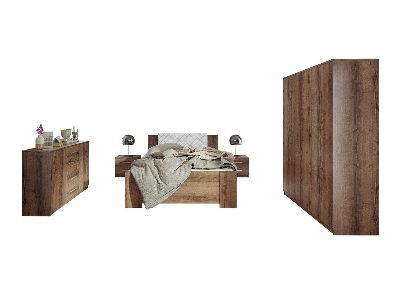 Conjunto de dormitorio Catromi 123 (Roble del Monastery + Soft Pik 017)