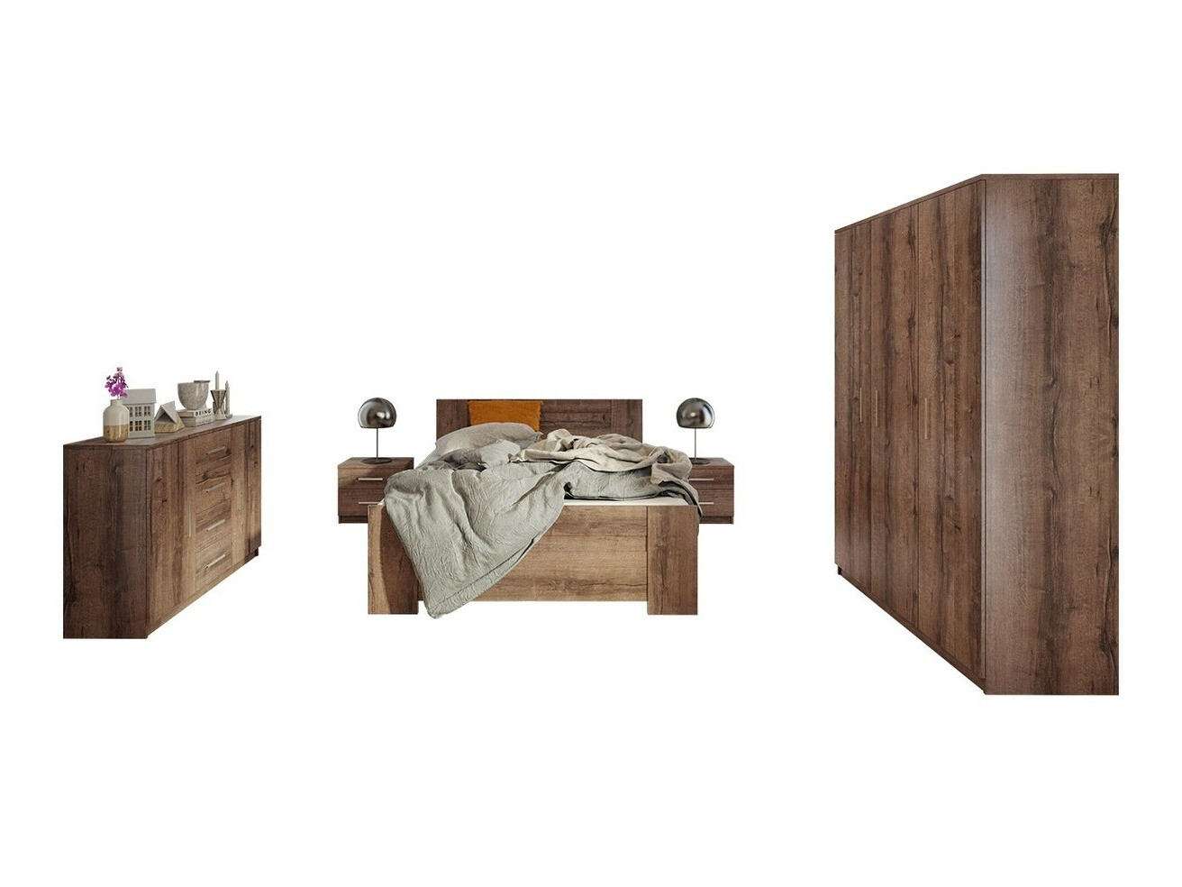 Conjunto de dormitorio Catromi 123 (Roble del Monastery)