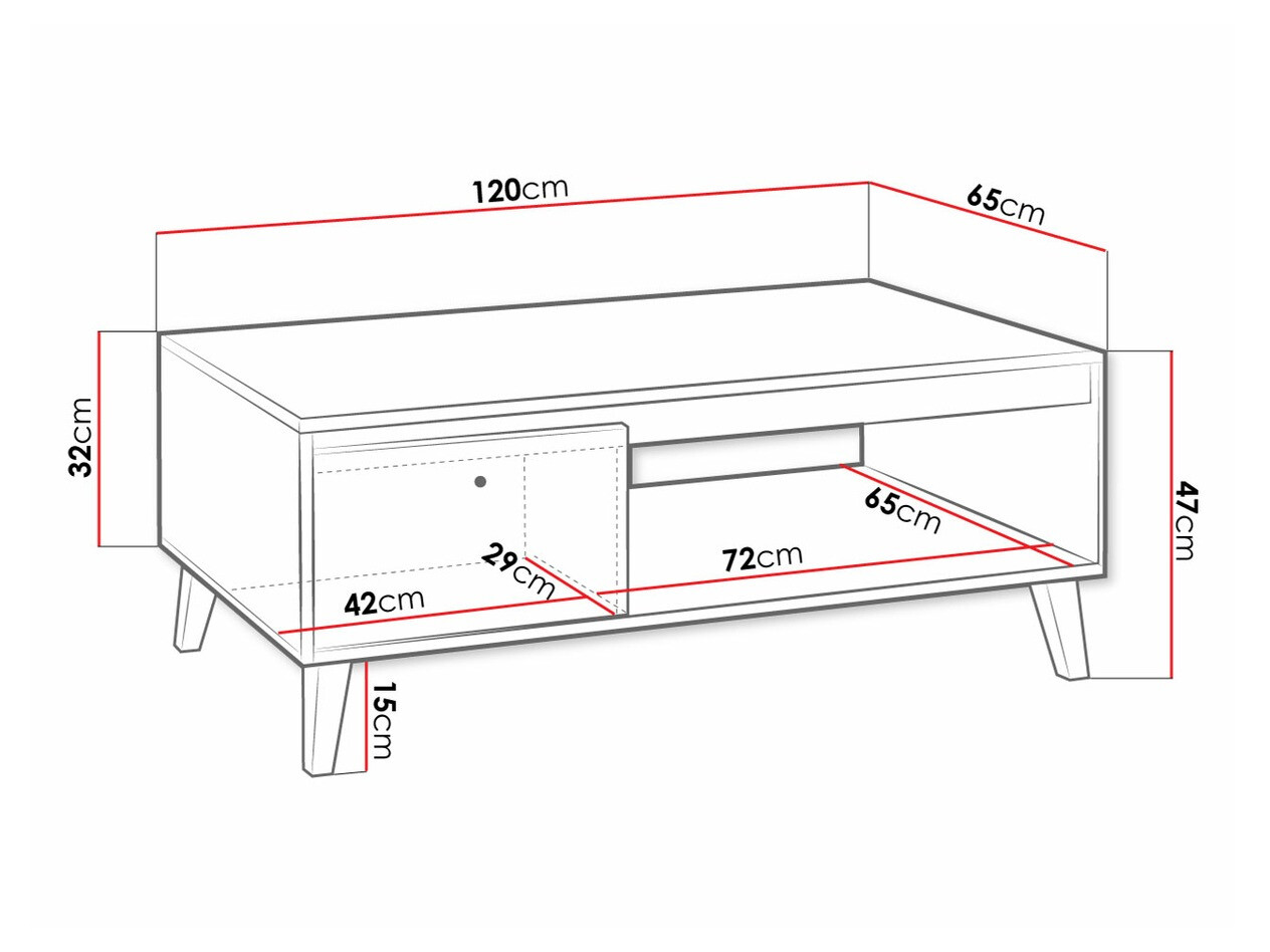 Mesa de centro Delbene 113 (Roble San Remo claro + Mate blanco)