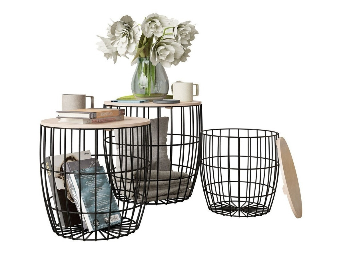 Conjunto de mesas Richardson 102 (Negro + Luminoso madera)