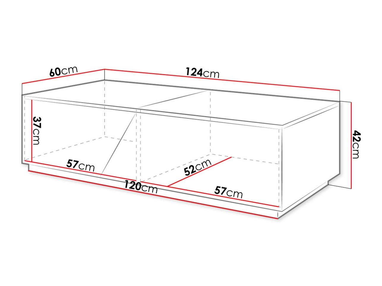 Mesa de centro Comfivo Daldune 102 (Blanco + Roble wotan)