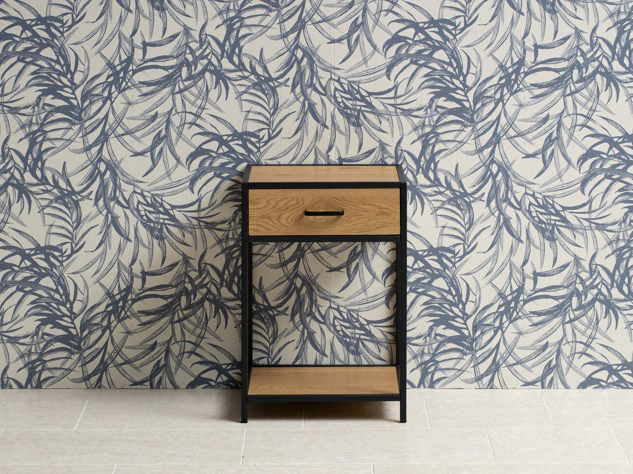 Mesilla de noche Norsica Sevferi 128 (Roble salvaje + Negro)