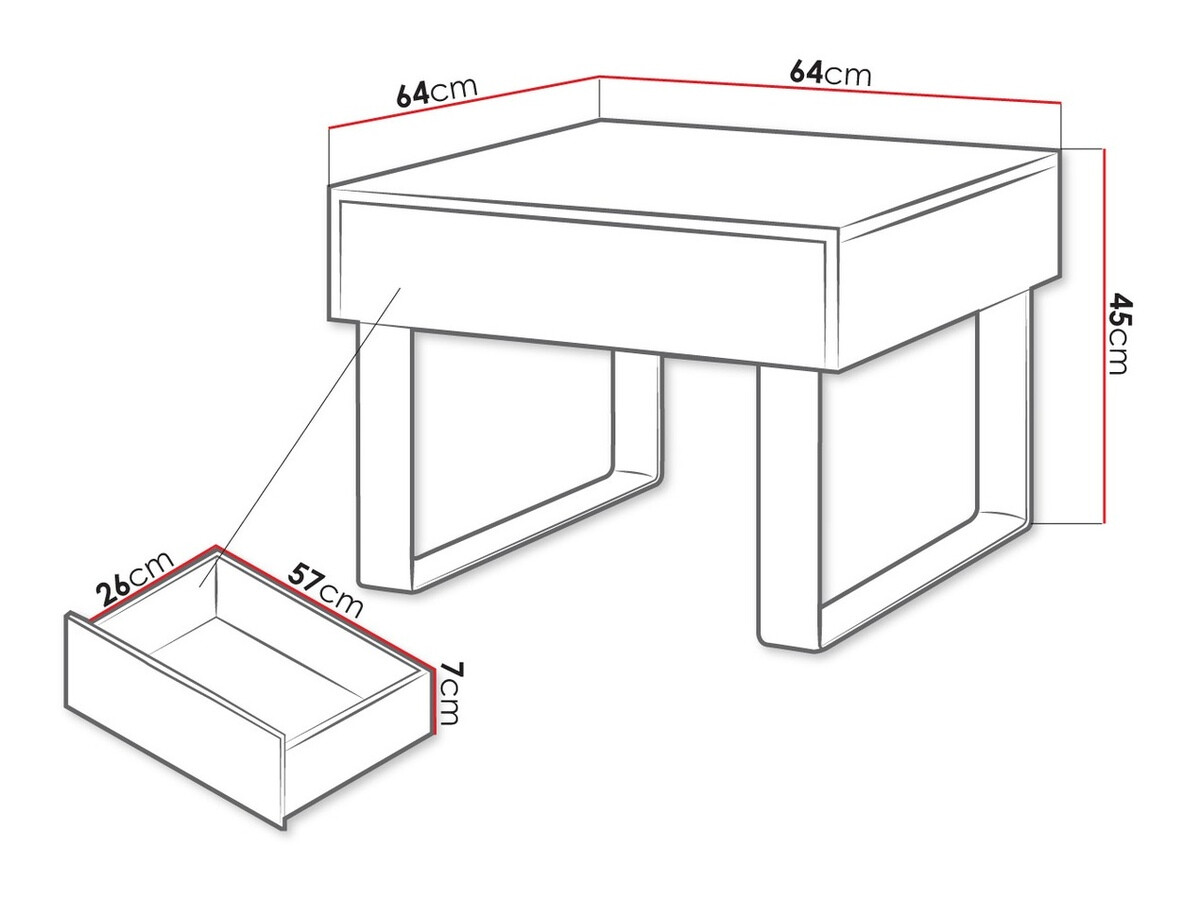 Mesa auxiliar Tivdalu 137 (Blanco + Blanco brillante)