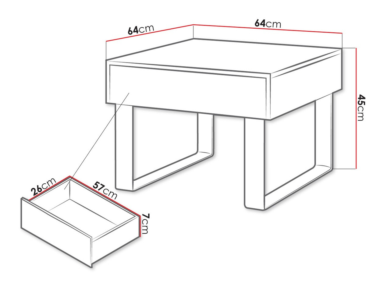 Mesa auxiliar Tivdalu 137 (Negro + Negro brillante)