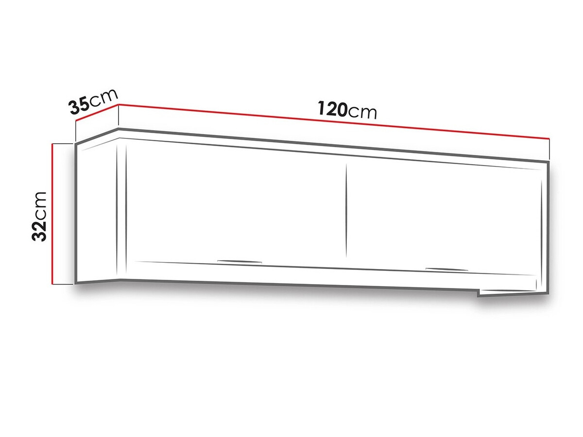 Armario de pared Fivelbo 111 (Roble del Monastery + Negro brillante)