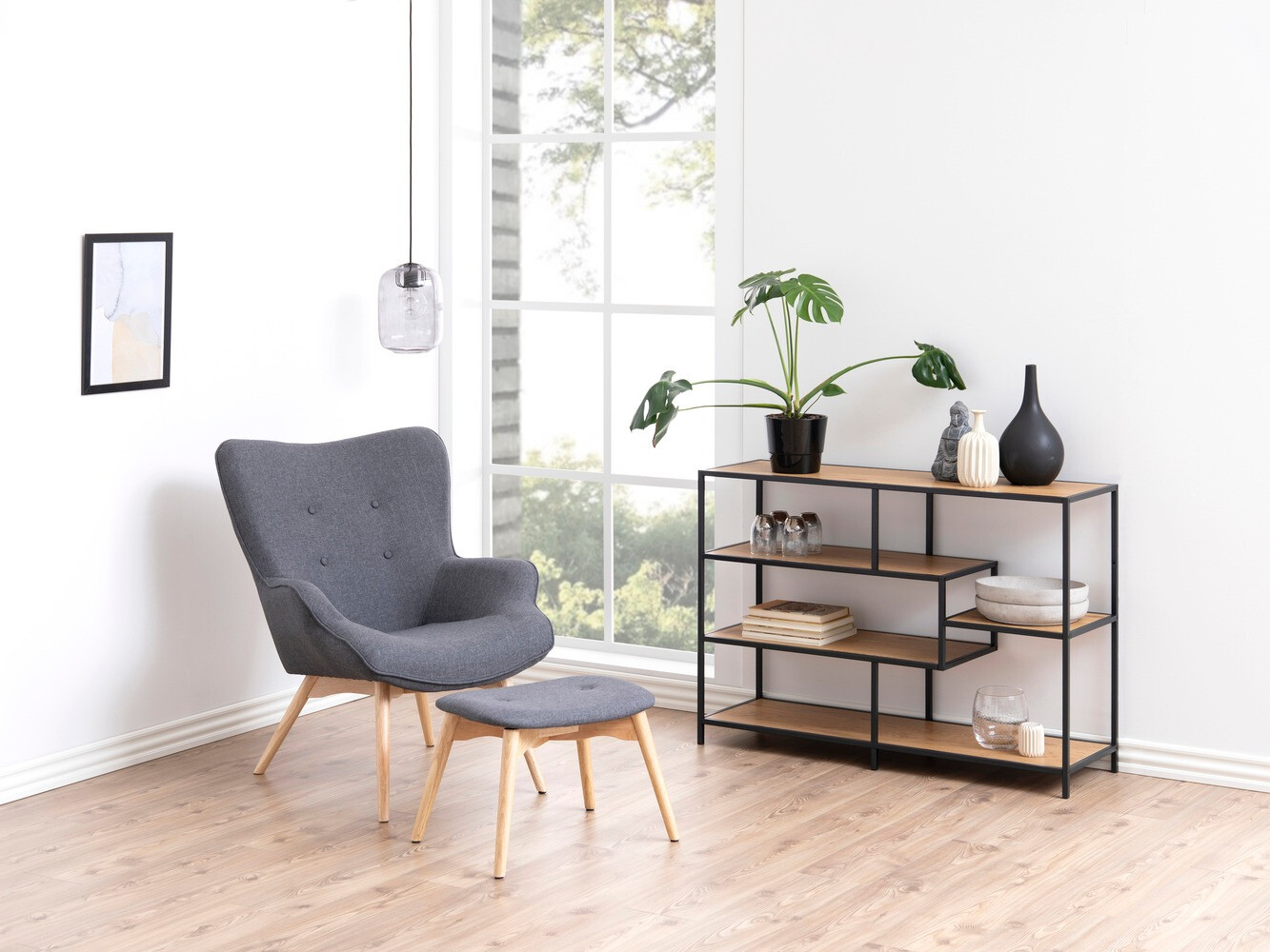 Estantería Norsica Sevferi 102 (Roble salvaje + Negro)