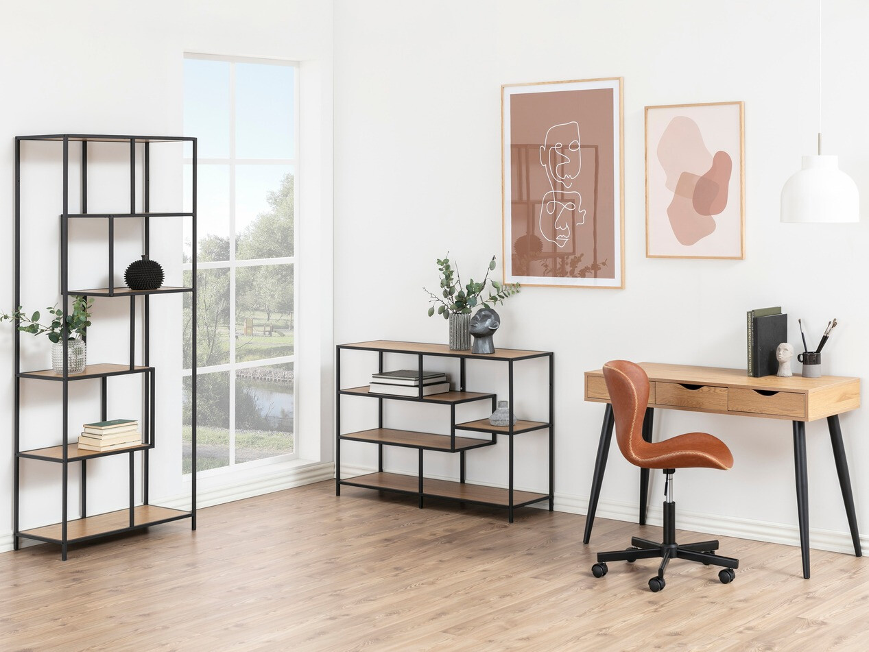 Estantería Norsica Sevferi 102 (Roble salvaje + Negro)