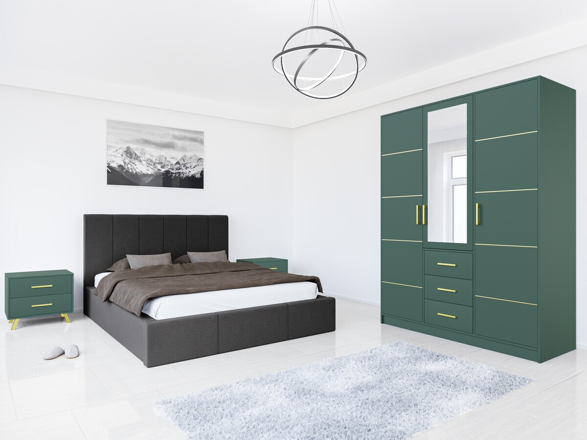 Conjunto de dormitorio Dortivu 154 (Verde + Inari 96)